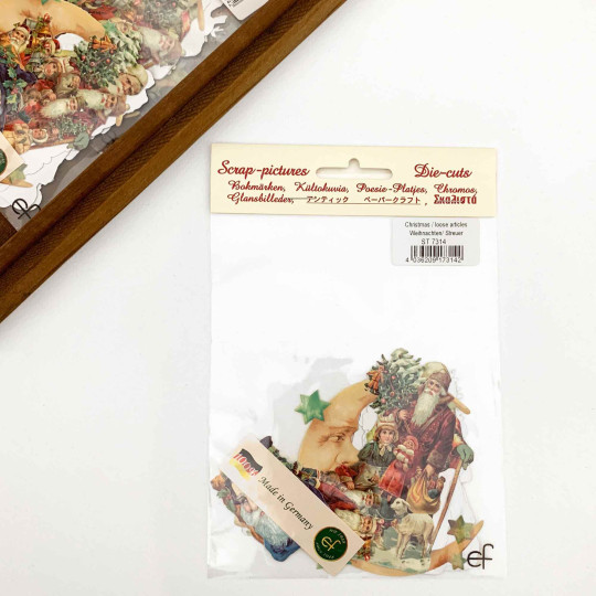 Santa with Moon Loose Christmas Paper Scrap Pack